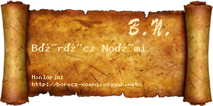 Böröcz Noémi névjegykártya